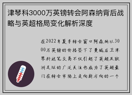 津琴科3000万英镑转会阿森纳背后战略与英超格局变化解析深度 津琴科3000万英镑转会阿森纳背后战略与英超格局变化解析深度